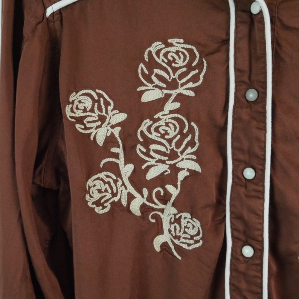 Sendero Provisions Dakota Pearl Snap Shirt Brown Western Floral Embroidered XL - Picture 6 of 10
